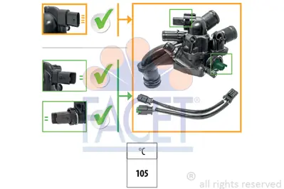 FACET 7.8866K Termostat Govdesı Komple + Kablolu 208 308 207 C3 Iıı Ds3 Ep3c 3008 Partner Tepe 207 508 308 5008 C4 