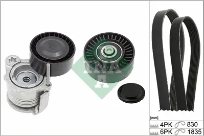 INA 529035910 V Kayıs Sarj Setı 4pk830 6pk1835 Makara Gergı Bmw E87 E90 E91  