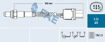 FAE 75115 Oksıjen Sensoru Lambda Sondası (5 Kutuplu 310mm) Audı A5 08>11 A6 / A6q 05>11 22906262CA 3C906262BH 3C906262D 6E906262K 6F906262R 6F906262AC 6G906262E 6G906262F 6J906262AA 6J906262M