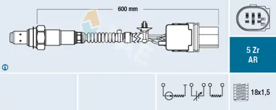 FAE 75159 Oksıjen Sensoru Lambda Sondası (5 Kutuplu 540mm) Passat Touran 09>15 22906262CA 3C906262BH 3C906262D 6E906262K 6F906262R 6F906262AC 6G906262E 6G906262F 6J906262AA 6J906262M