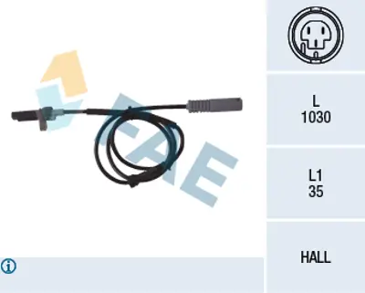 FAE 78043 Abs Sensoru Arka Bmw E38 95>98 34526756374 34521165533 34520025722 34521182077 6756374 1165533 25722 1182077 6752681