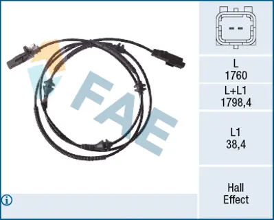 FAE 78518 Arka Abs Sensoru P407 C5 Iıı C6 3,0 V6 / 2,2hdı / 2,7hdı / 1,8 / 2,0 / 1,6hdı / 2,0hdı 04> 4545C0 4545G7 9642688280 9664699480 4545G1 4545H6 4545J0 9665631780 4545G9 1400968980