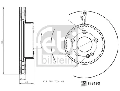 FEBI BILSTEIN 175190 Fren Dıskı Ön A0004212512 4212512 51712C1000 51712D7000 51712J9100 51712C2000 S51712D7000E
