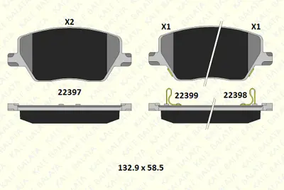 KALE 22397 192 05 ANS KD13 On Fren Balatası Fıat Egea 1.3 / 1.4 / 1.6d Multıjet 15> 