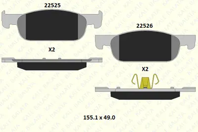 KALE 22525 169 05 ANS KD13 On Fren Balatası Clıo Iv-Logan Iı-Sandero Iı (Bombelı) Uzun Tıp 
