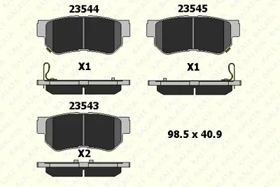 KALE 23543 150 04 Arka Fren Balatası Dısk Elantra 06-10 / Getz 02-11 / Matrıx / Santafe 01-06 / Sonata 98-05 / Sonata  