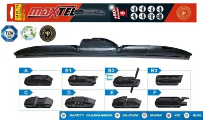 MAXTEL 12401722 Silecek Süpürgesi Unıversal Hybrıd 8 Aparat 22 550mm 