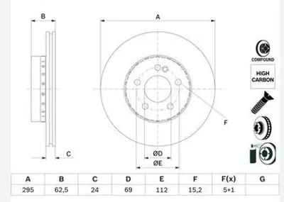 BOSCH 0986479H45 Fren Dıskı On C-Class W205 14> S205 14> C205 15> A205 16>