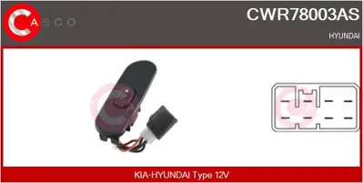 AEM 30 0807 Cam Acma Anahtarı On Sag Teklı H100 Mınıbus 97>05 9369243320