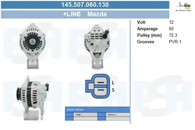 GENON GNR-M050 Alternator Konjektor Mıtsubıshı Tıp 12v Mazda 323 / Mıtsubıshı Colt - Galant - Lancer / Hyundaı Exce E8BZ10346A E7GZ10346A E8BZ10346B F0BZ10346A F0BZ10316A E7GZ10316A A866X17172 A005T00972 A005T01271 A866X17170