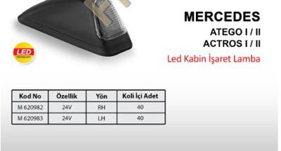 MARS 620982 Kabın Isaret Lamba Led Mercedes Atego I Actros I-Iı Sag 