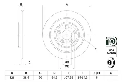 BOSCH 0986479628 Fren Diski Arka S-Type Xf Xj Xk8 C2D26352 C2C25339 C2C26352 C2D27617 T2R5941 C2C025339 AC2C25339