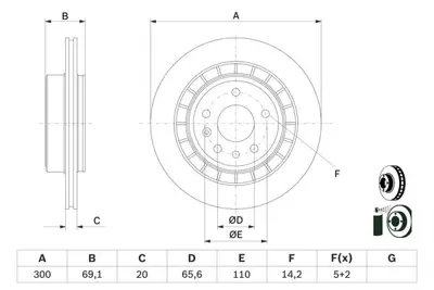 BOSCH 0986479D49 Fren Diski Arka Saab 9-5 Ys3e Df4337 300mm 12763593 5232756 5232698