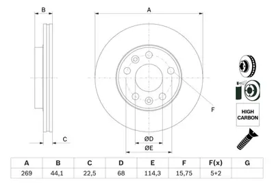 BOSCH 0986479F65 Fren Dıskı 402066300R 4020600Q1A 4020600Q0M 402061715R 8660002096 402060010R 4020600Q0L 4020600Q1B 402063793R 402064151R