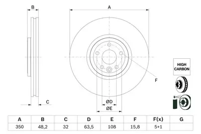 BOSCH 0986479G33 Fren Disk Land Rover Velar Jaguar F-Pace Ön LR090685 T4A2343 T4K5014 T4N1803 LR034099