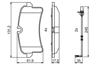 BOSCH 0986494842 Fren Balatası Arka A8 08> 95B698451 95B698451A 4H6698451 3Y0698151C 4H6698451A 4H0698451E 4H0698451F 4H0698451H 4H0698451N 95B698451B