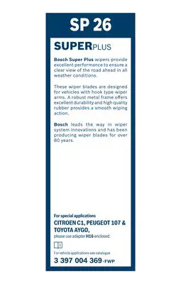 BOSCH 3397004369 Superplus Spoıler Ön Sılecek Lastıklerı Ikılı Paket 