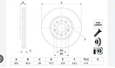 BOSCH 0986479F03 Fren Disk Opel Insıgnıa B Ön 13417847