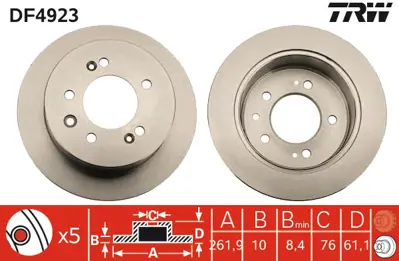 TRW DF4923 Fren Disk Hyundaı Elantra Iv Arka 2010-2015 584113S000 584112H300 K584113S000 5841139300 5841139600 5841136300 584113K300 5841139600AT 584110A000 S5841139600