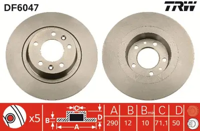 TRW DF6047 Fren Diski Arka 407 Coupe 05> 2.5 Hdı 2.2 16v 2.7 Hdı 3.0 Hdı Düz 424914 424972 4249C1 E169157 4246P9 1618861880 4E0615601A 4249G4 4249E6 4249L0