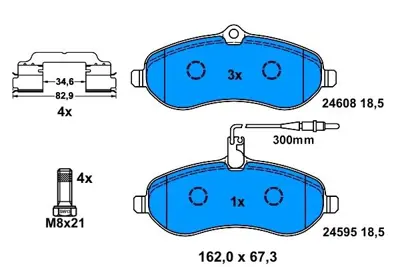PROWALLE 1718 Fren Balatası Ön Fişli Scudo 07> / Expert Iı 07> / Jumpy Iı 07> / Proace I 13> 0986TB3015 GDB1718