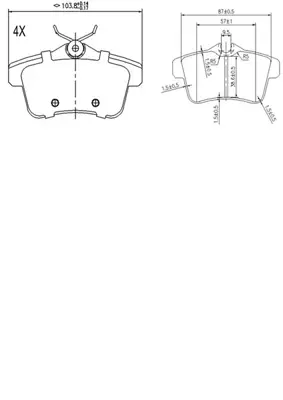 PROWALLE 1828 Fren Balatası Arka 508 10> 2.0 Hdı Hybrıd4 3008 09> 5008 09> Rcz 10> / C4 10> Ds4 11> Ds5 11> GDB1828