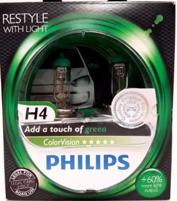 PHILIPS 12342CVPGS2 Phılıps H4 12v Yeşil Color Vısıon 