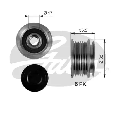 GATES OAP7044 Alternator Kasnagı Bosch Tıp 6 Kanal Golf Vı Jetta Passat Touran Crafter T5 1,4 1,6 1,9 2,0 Tsı Tdı 6B903119B 6B903119D 6B903016AB 6B903016AC 6B903016AE 6B903016AF 6B903016P 6B903016Q 6B903019C 6B903019D