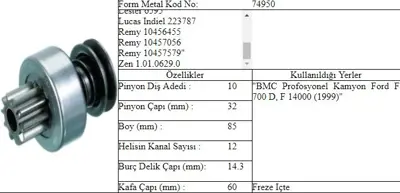 ITHAL FORM-74950 Fm.74950 Bmc Profesyonle Dişli 10t DELCOREMY1045645510457056