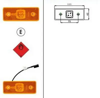 ITHAL SABA-3030-M005Y30-A Sıde Marker 24v Ledli Braketsiz İkili Kablo 