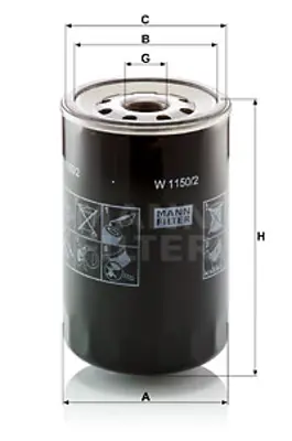 MANN FILTER W1150/2 Yag Fıltresı Hıdrolık New Holland Iveco Turk Traktor Tumosan Same Agco 9N6007
