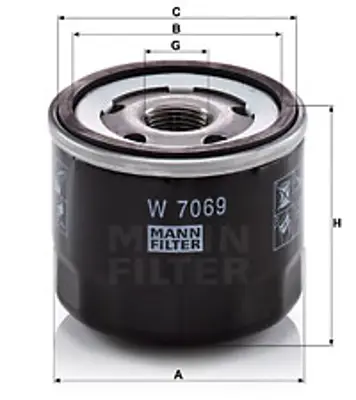 MANN FILTER W7069 Yag Fıltresı Honda Cıvıc Crv Dtec 2013-> Rav4 Re6 2014-> Grand Vıtara 2005-2015 1651084A11 1651084A12 1651084A12000 1520800QAB 15208BN700 M852065 4402718 4403019 7700033408 7700073302