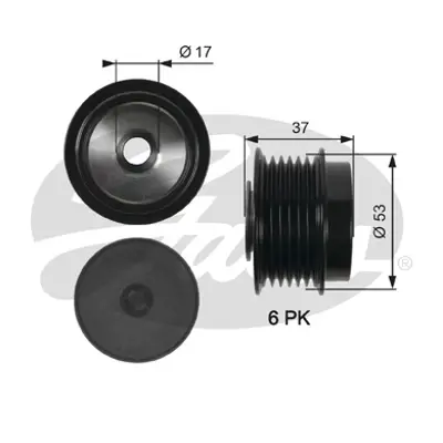 GATES OAP7015 Alternator Kasnağı 6 Kanal Aurıs 07-18  Avensıs 08-18 Corolla Sedan 07-19  Rav4 Iıı 08-13 4861506AB 4861506AF 4861506AG 4861506AD 4861506AE 274150T011 274150T010