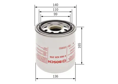 BOSCH 0986628259 Hava Kurutucu Fıltre Daf Cf65 Cf75 Cf85 98>13 Xf95 02>06 Xf105 05> Euro 5 1527755
