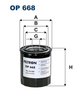 FILTRON OP 668 Yag Fıltresı 1768402 1301696 2002705