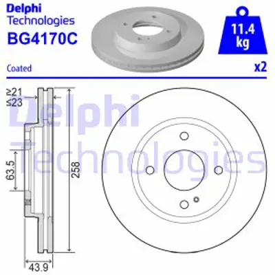 DELPHI BG4170C Fren Dıskı (Cıftlı Paket) Boyalı Delıksız On  Fıesta Fıesta Van Ka+ 09/2008 > 1523795 1679853 E4B11125AA 1892668 2017682 G1B51125AA 1535924 8V511125AA 8V511125AB 8V511125AC