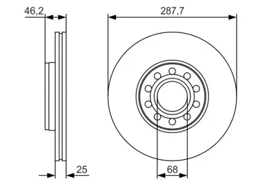 BOSCH 0986479S19 Fren Dıskı Ön 4B0615301B JZW615301B 4A0615301E 8E0615301Q 4A0615301C 4A0615301D 8E0698151J JZW615301F 8E0098301A D1062