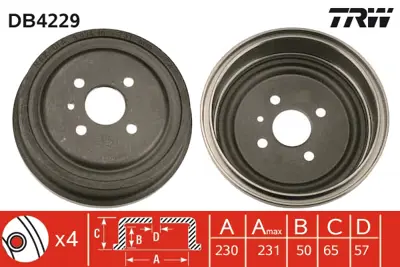TRW DB4229 Arka Fren Kampanası Astra G Astra H Corsa C 568066 24444064 90495034 568267 568063 93189219 558267 95526656 24444067