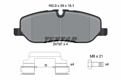 TEXTAR 2419101 Fren Balatası Ön SFP500010 LR134694 LR019618 SFP5000010 SFP500020 4H222D007DA SEE500020 LR19618 SPF500010 LR134696