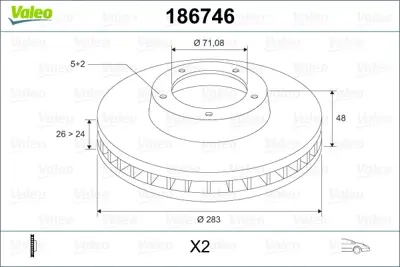 VALEO 186746 Fren Dıskı Ön E169147 E169513 4246P7 4246V4 4249L3 4246L0 4246F4 4246N8 4249G7 4246F5