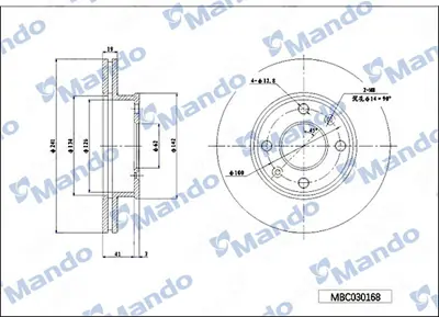 MANDO MBC030168 Fren Dıskı Ön 517121C000 517121C100 5810129A40 517121C050 517121C300 517121F000 517121F300 517122C000 517121D000 517123K010