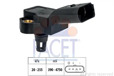 FACET 10.3188 Turbo Basınc Sensoru A4 08>15 A5 08>11 1.8 Tfsı 2.0tdı Caha Cahb Cabd Cdhb 38906051G