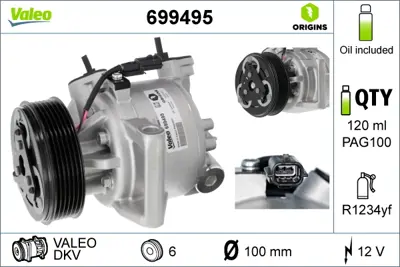 VALEO 699495 Klima Kompresörü 926005154R 926009154R 926003859R 8201025121 926004475R 926000105R