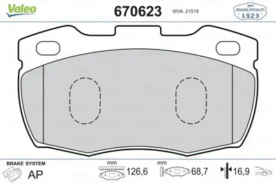 VALEO 670623 Fren Balatası On Defender  STC2952 RTC5574 SFP000260 STC1275 STC5574 SCT1275 SFP000140 5022398 89VX2KO21BA GBP267