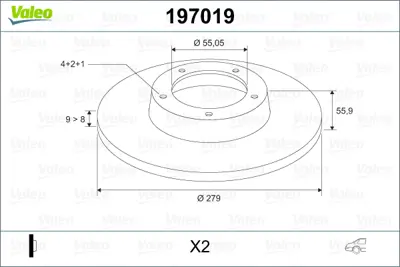VALEO 197019 Arka Fren Dıskı (Aynası) Duz Toyota Corolla 1.4 D4d 1.6 Vvtı 2003-2007 (279x4) 4243102081 4243102082 4243102080 42431YZZAC 230635 24010901401 569114 468364900 46836490 93171778
