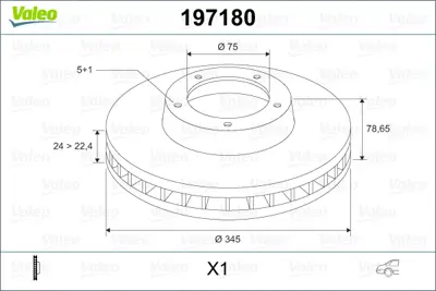 VALEO 197180 Fren Dıskı Arka Bmw E70 F15 E71 F16 34216771971 34216793246 34216886480 6793246 6771971 6886480 34216771246