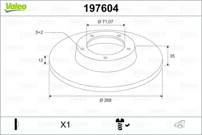 VALEO 197604 Fren Dıskı (Arka) (X2) P308 Iı / C4 Pıcasso Iı / Combo E 19> Grandland X 18> 1609582880 3642786 1642776380 SU001A8514 BK212A097AB BK212A097AA 1783910 1764282 13642786