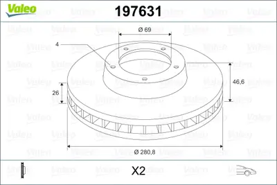 VALEO 197631 Fren Dıskı On Smart Forfour (454) 05>06 , Mıtsubıshı Colt 1.5 05>12 4605A180 4544210312 A4544210312 DF4311 MB669761