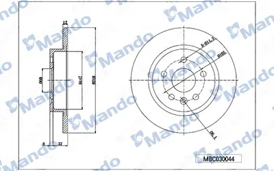 MANDO MBC030044 Arka Fren Dıskı Astra J Cruze Aveo Mokka Trax 09>> 13502123 13502134 13502135 569074 569072 95527032 13502136 13502864 1605271 95516915