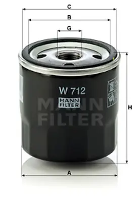 MANN FILTER W712 Yag Fıltresı Fıesta Cb1 08>12 V 02> Focus Cak 98>05 Iı Iıı Fusıon 02>12 C Max 06>11 Mondeo Iıı 00>07 4363485 4434790 5951685 5951865 5951895 78511654 7075753 71134825 7300943 74434825